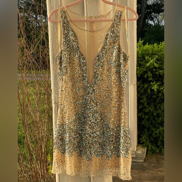 Y2K Deadstock Monique Leshman Coso Sheer Beeded Party Vegas Birthday Mini - Picture 1 of 8